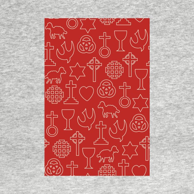 Christian Traditional Ornament Symbols for Christmas in Red and White by gloobella